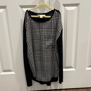 Michael Kors Black and White Houndstooth Blouse